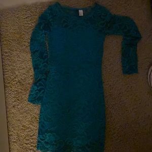 Aqua lace bodycon dress (H&M)